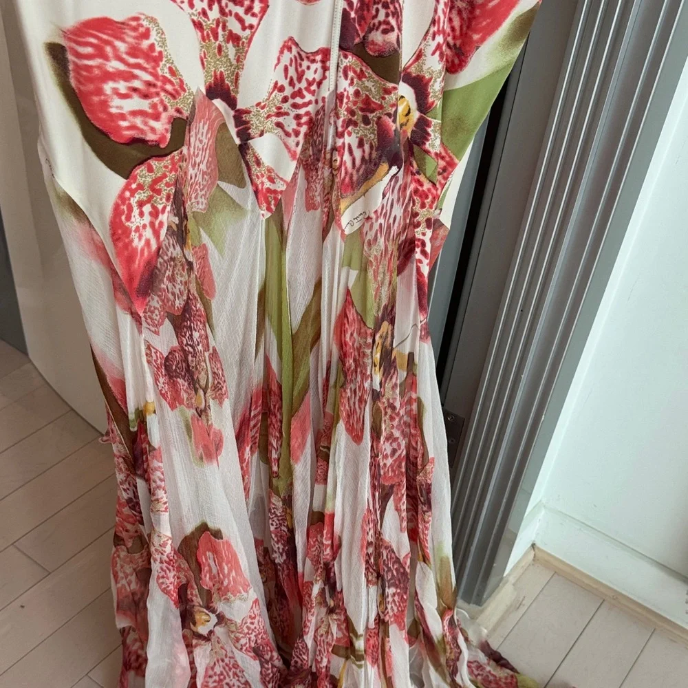 Roberto Cavalli Gorgeous Orchid Floral Sleeveless Gown NEW - Picture 14 of 15